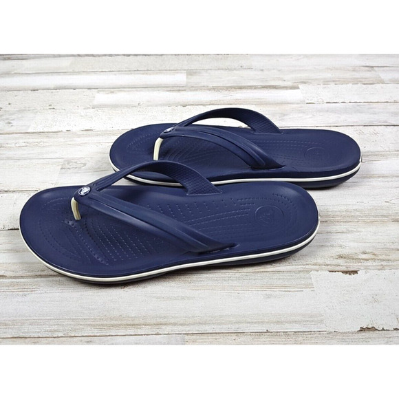 Crocs Crocband Thong Flip Flops Mens 10 Women’s 12 Navy Unisex Beach Sandals - Picture 5 of 7